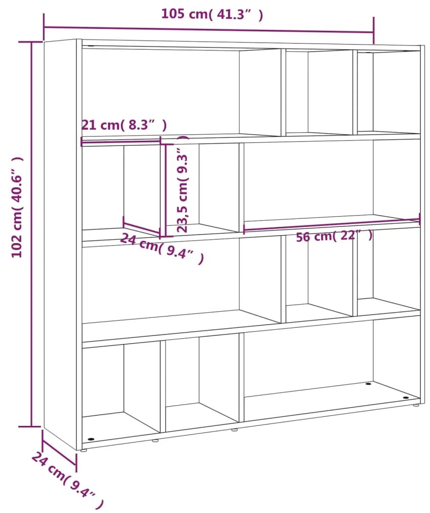 Βιβλιοθήκη/Διαχωριστικό Χώρου Sonoma Δρυς 105 x 24 x 102 εκ. - Καφέ