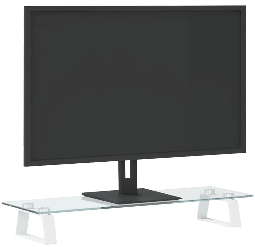 vidaXL Βάση Οθόνης Λευκή 60 x 20 x 8 εκ. από Ψημένο Γυαλί και Μέταλλο