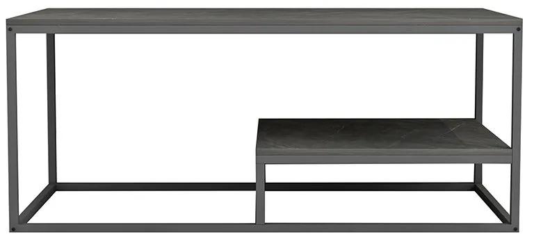 Τραπέζι σαλονιού Tondo pakoworld γκρι μαρμάρου-ανθρακί 120x60x50εκ