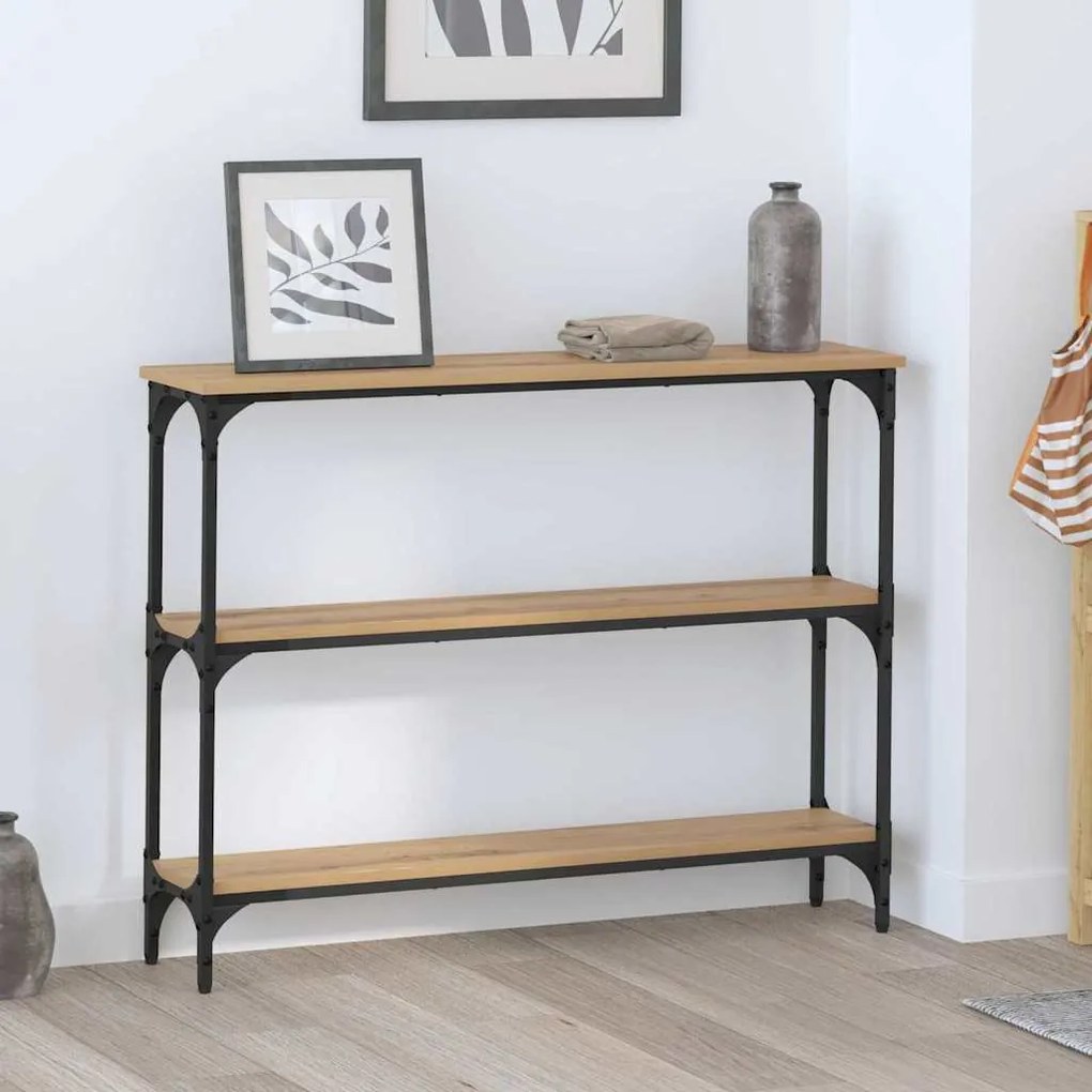 vidaXL Τραπέζι κονσόλας με ράφι artisan δρυς 100 x 22.5 x 75 εκ