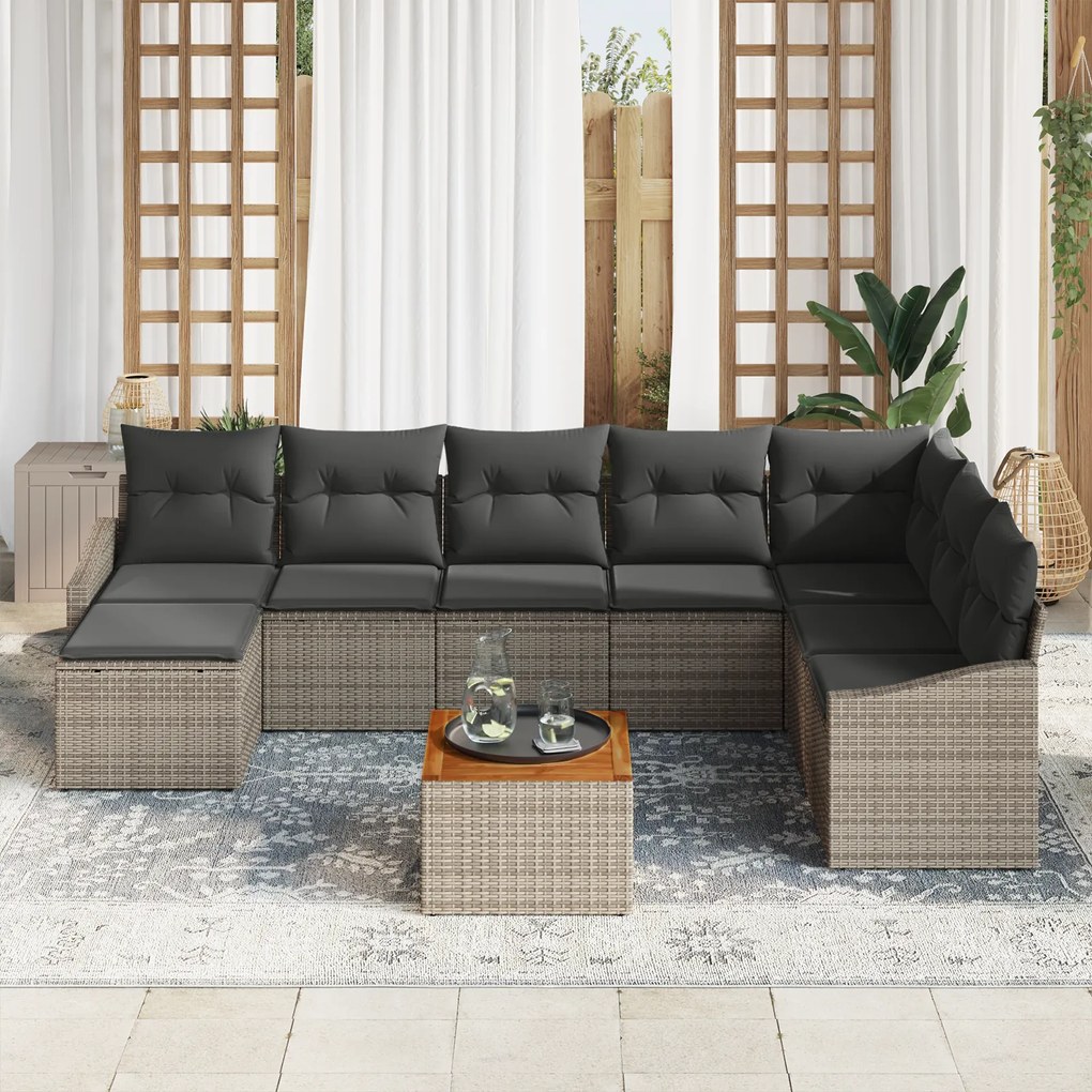 vidaXL Σετ Καθιστικού Κήπου 9 pcs Γκρι 55 x 55 x 37 εκ
