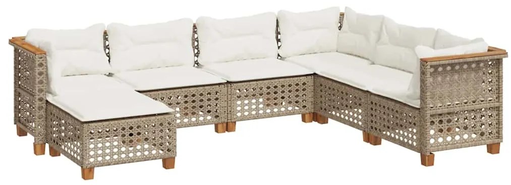 vidaXL Σαλόνι Κήπου Σετ 7 τεμ. Μπεζ Συνθετικό Ρατάν με Μαξιλάρια