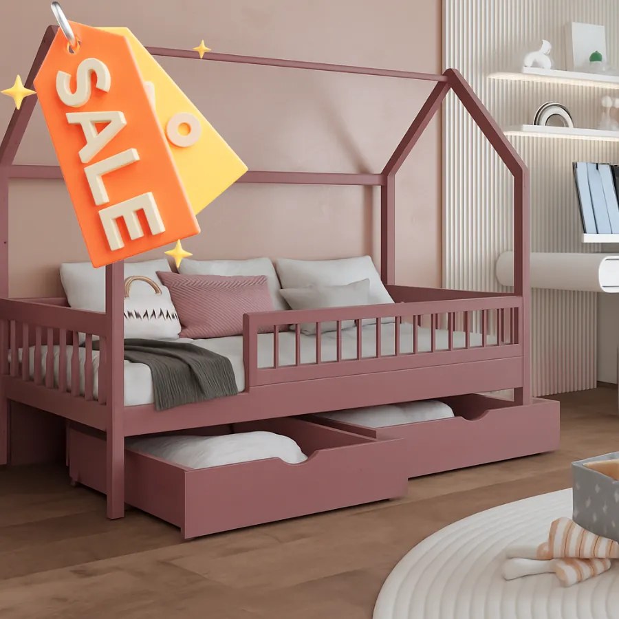 Gaja 2 Κρεβάτι Σπιτάκι ΜΑΣΙΦ Ξύλο με Αφαιρούμενη Σκεπή - Bazaar