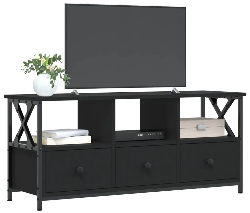 vidaXL Έπιπλο Τηλεόρασης Μαύρο 102x33x45 εκ. Επεξεργασμένο Ξύλο/Σίδερο
