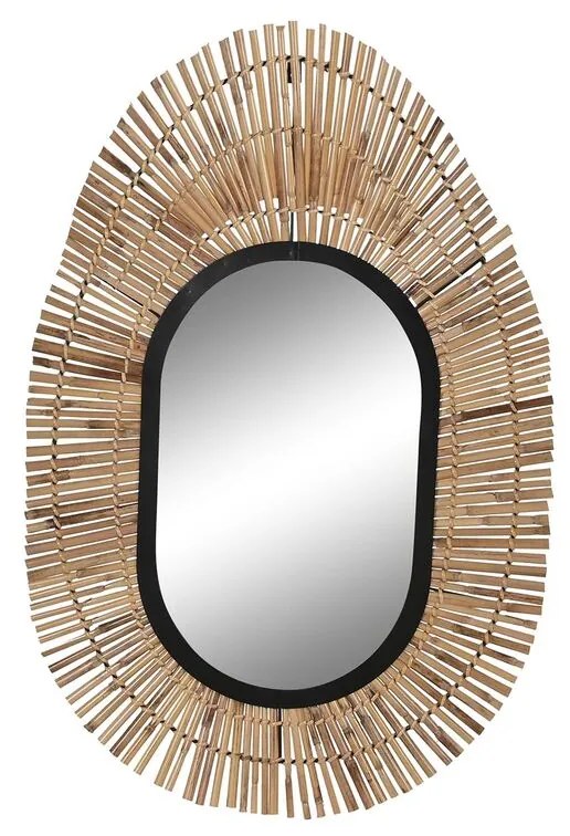 Τοίχο καθρέφτη DKD Home Decor Μαύρο Φυσικό Bali 63 x 1,5 x 92 cm