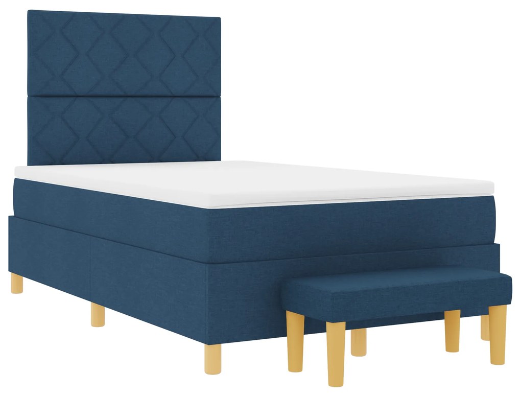vidaXL Κρεβάτι με ελατήρια με στρώμα Μπλε 120 x 200 cm ύφασμα