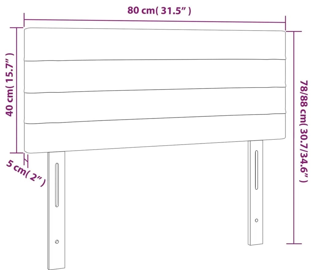 vidaXL Κεφαλάρι Κρεβατιού LED Μαύρο 80 x 5 x 78/88 εκ. Βελούδινο