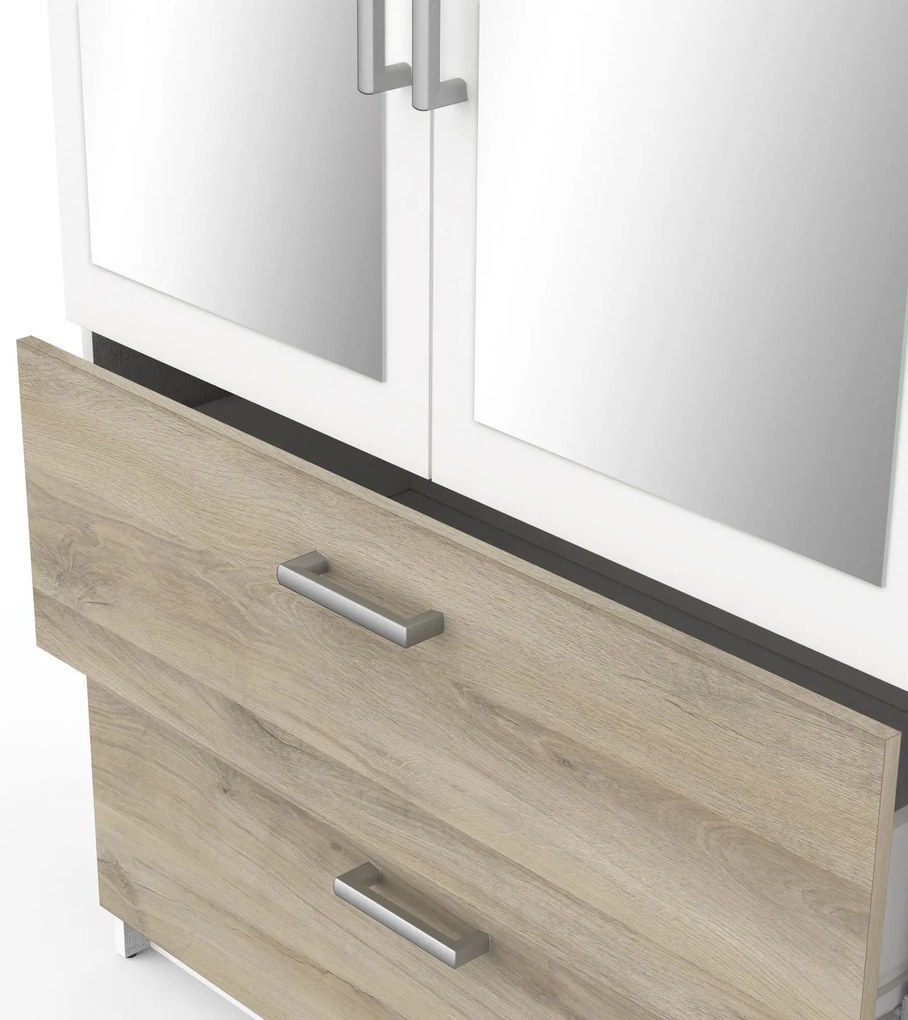 Ντουλάπα Coben τετράφυλλη-Δρυς - Λευκό