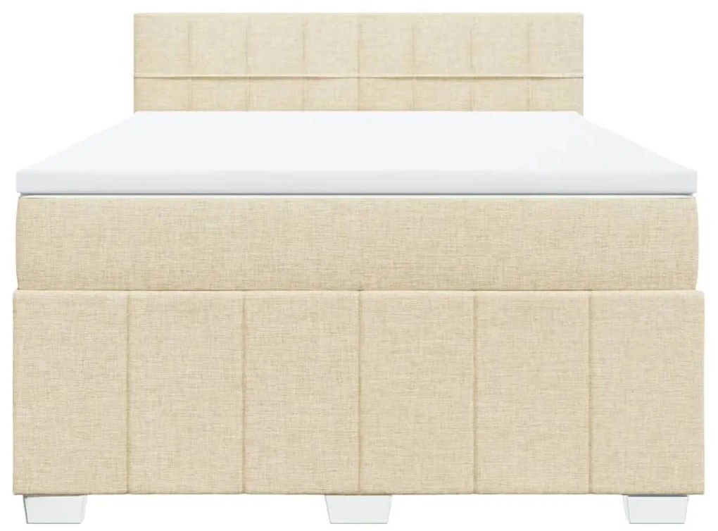 Κρεβάτι Boxspring με Στρώμα Κρεμ 140x190 εκ. Υφασμάτινο - Κρεμ