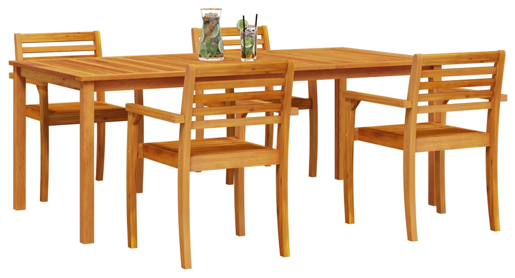 vidaXL Σετ Φαγητού Κήπου 7 pcs Φυσικό 200 x 100 x 74 cm