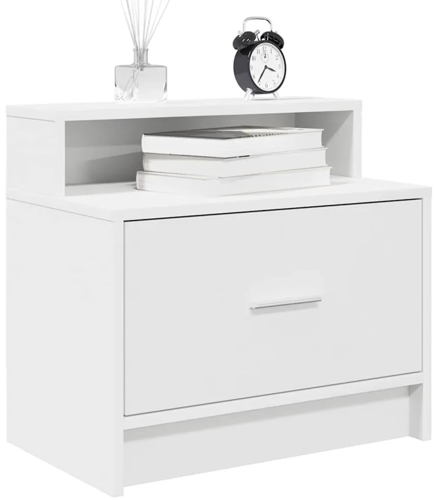 vidaXL Κομοδίνο με συρτάρι Λευκό 51x31x47 cm