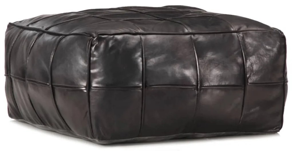 Πουφ Μαύρο 60 x 60 x 30 εκ. από Γνήσιο Δέρμα Κατσίκας