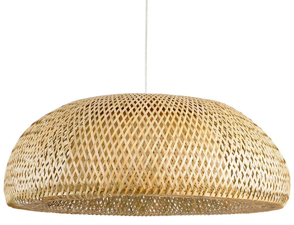 00674 GloboStar®  SAN TROPEZ 00674 Boho Κρεμαστό Φωτιστικό Ανάρτηση Μονόφωτο 1 x E27 IP20 Μπεζ Ξύλο - Μ80 x Π80 x Y28cm