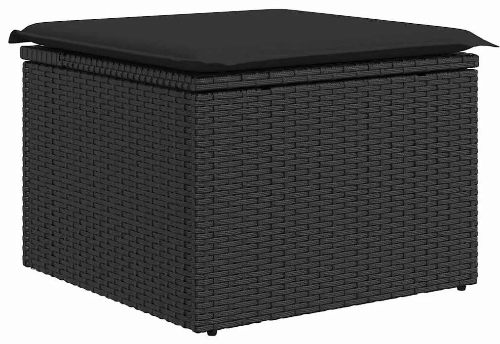 vidaXL Set Κήπου 6 Τεμαχίων με Μαξιλάρια σε Μαύρο Πολυ-Ράφτι