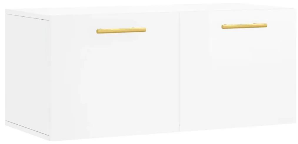 Ντουλάπι Τοίχου Γυαλιστερό Λευκό 80x36,5x35 εκ. Επεξεργ. Ξύλο - Λευκό