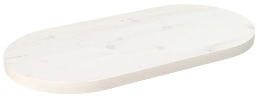 vidaXL Επιφάνεια Τραπεζιού Οβάλ Λευκή 60x30x2,5 εκ. Μασίφ Ξύλο Πεύκου