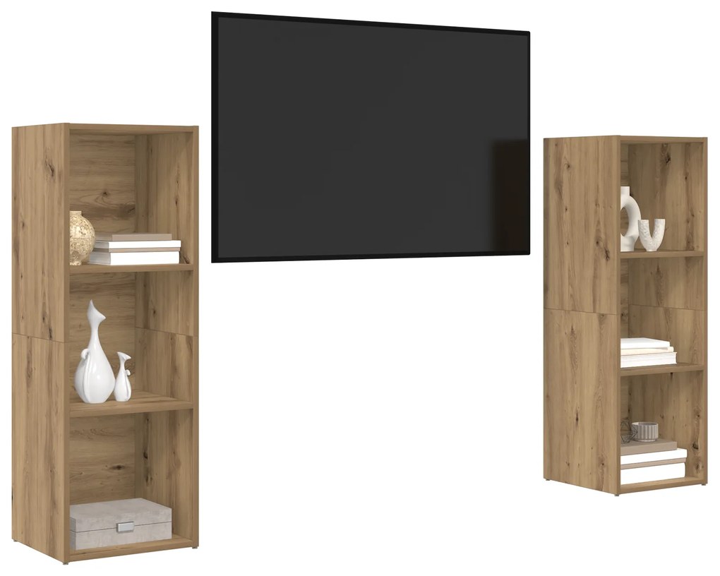 vidaXL Σετ επίπλου τηλεόρασης 2 pcs Χειροποίητη δρυς 107 x 35 x 37 cm