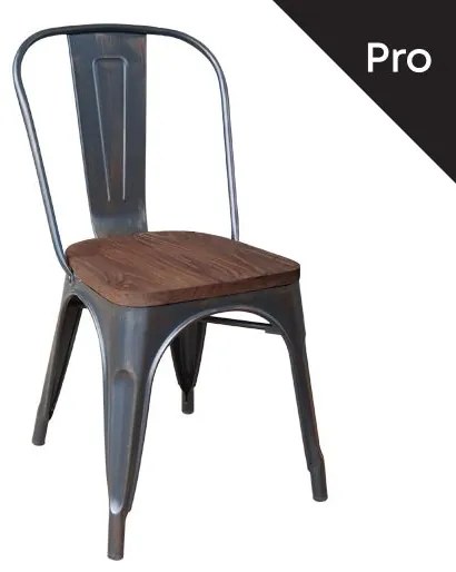 RELIX Wood Καρέκλα-Pro, Στοιβαζόμενη, Μέταλλο Βαφή Antique Black,Κάθισμα Dark Oak  45x51x85cm Ε5191W,10