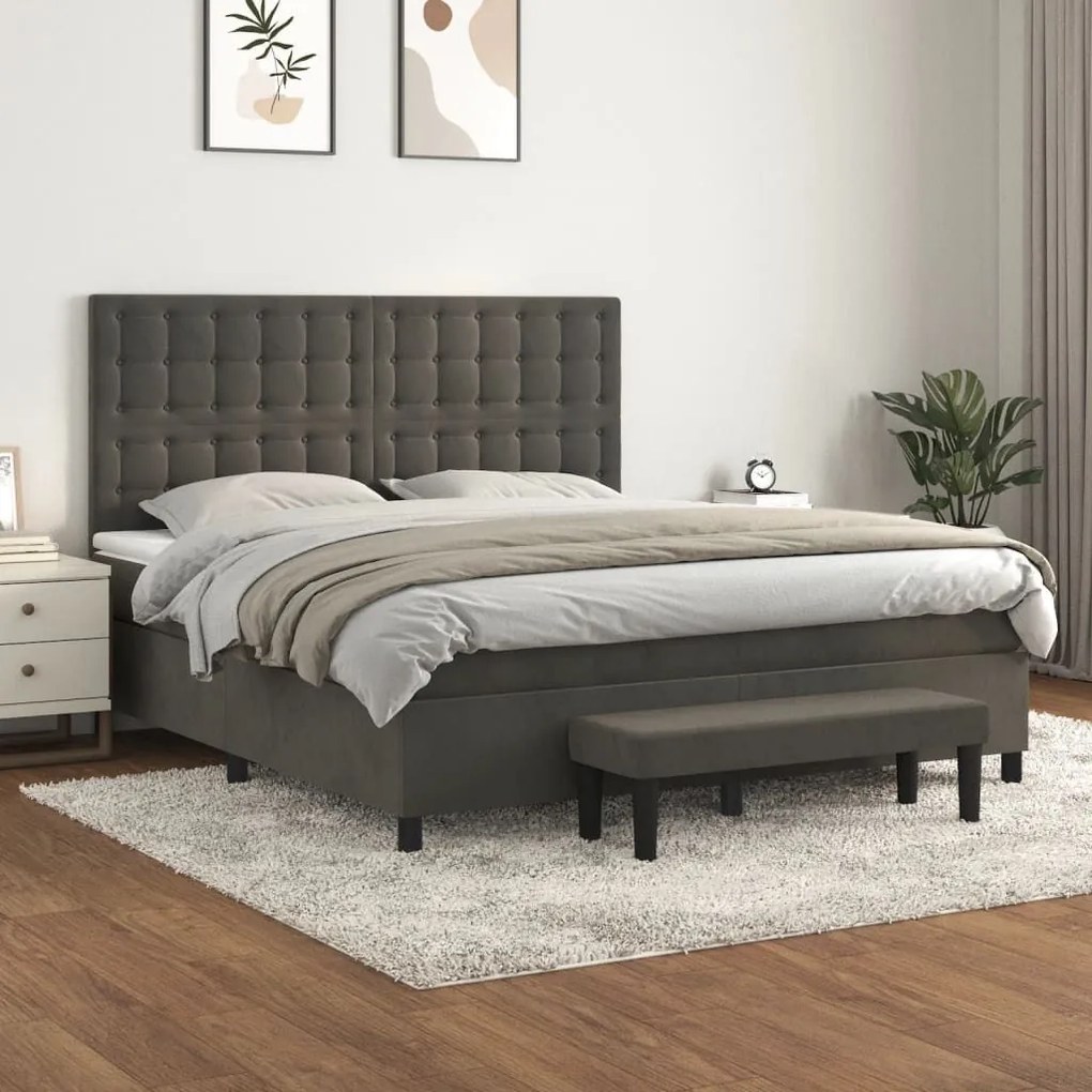 ΚΡΕΒΑΤΙ BOXSPRING ΜΕ ΣΤΡΩΜΑ ΣΚΟΥΡΟ ΓΚΡΙ 160X200 ΕΚ. ΒΕΛΟΥΔΙΝΟ 3138092