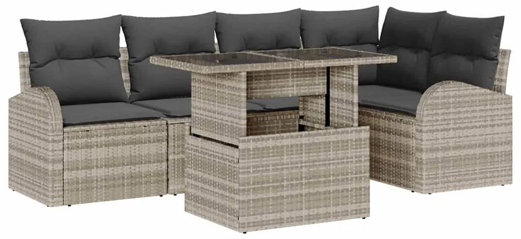 vidaXL Σετ Καναπέ Κήπου 6 pcs Ανοιχτό γκρι 100 x 55 x 73 εκ Πολυ ράταν