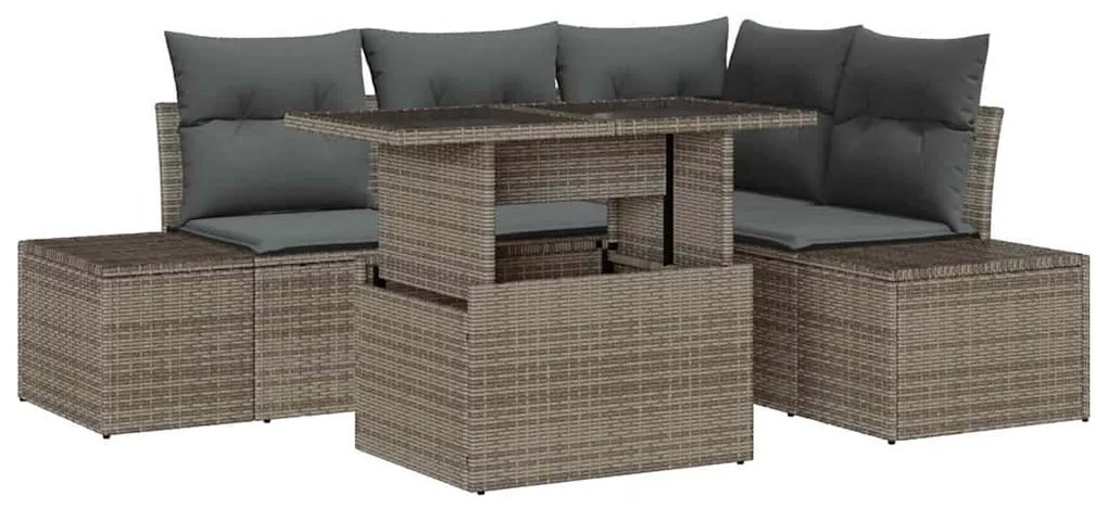 vidaXL Σετ Καναπέ Κήπου με μαξιλάρι 5 pcs Γκρι 100 x 55 x 73 εκ