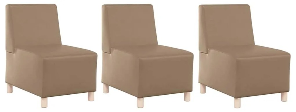 vidaXL Μοναδικός Καναπές χωρίς Χερούλια 3 pcs Καπουτσίνο