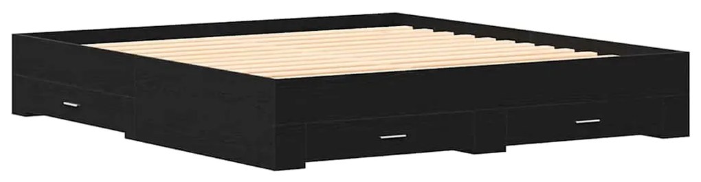 vidaXL Κρεβάτι με Συρτάρια Μαύρη δρυς 180 x 200 cm Επεξεργασμένο ξύλο