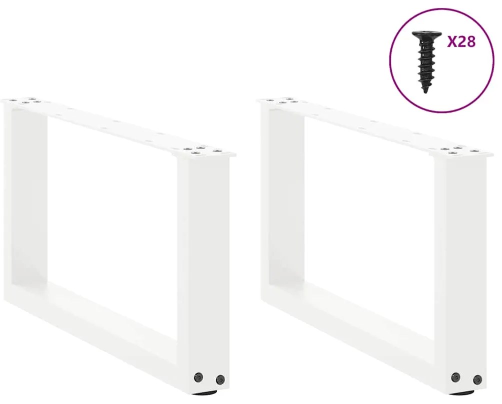 vidaXL Πόδια Τραπεζιού Σαλονιού σε Σχήμα U 2 τεμ. Λευκά 70x(30-31) εκ. Ατσάλι