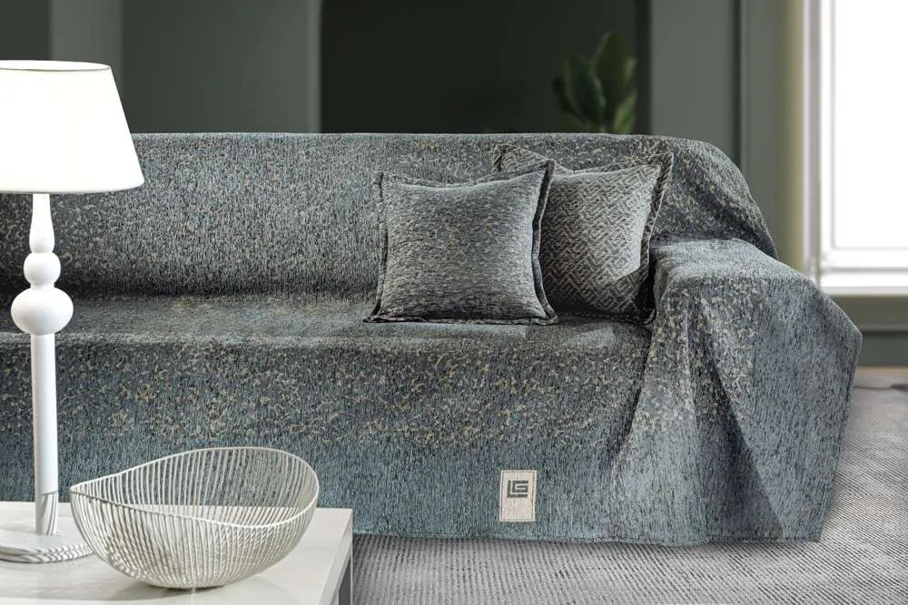 Ριχτάρι Πολυθρόνας Polycotton Chenille Matis Anthracite 180x150εκ. Guy Laroche