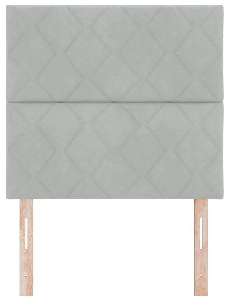 vidaXL LED Κεφαλάρι με Σχεδίαση Διαμαντιών σε Ανοιχτό Γκρι, 100 εκ, Βελούδινο