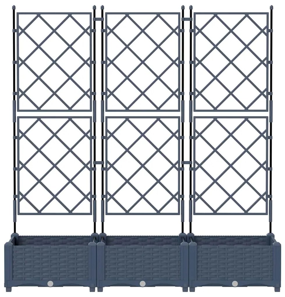 vidaXL Κηποτινάκι με Τρέλα 3 pcs Γκρι 120 x 40 x 125.5 εκ. PP