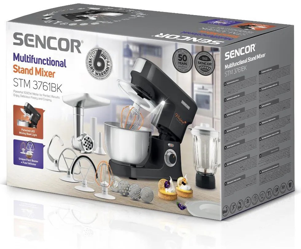 Κουζινομηχανή 6 Ταχυτήτων 5 in 1 4.5lt 1000W Sencor STM 3761BK Μαύρο