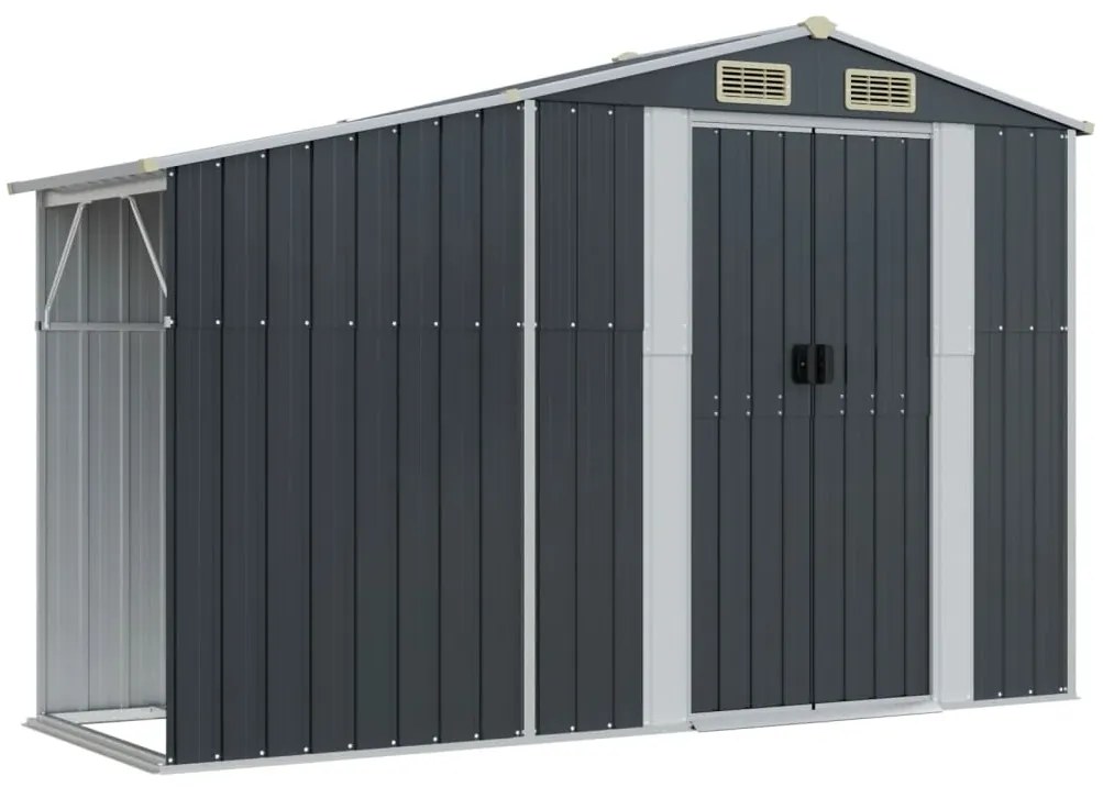 vidaXL Αποθήκη Κήπου Ανθρακί 277 x 93 x 179 εκ. από Γαλβαν. Ατσάλι