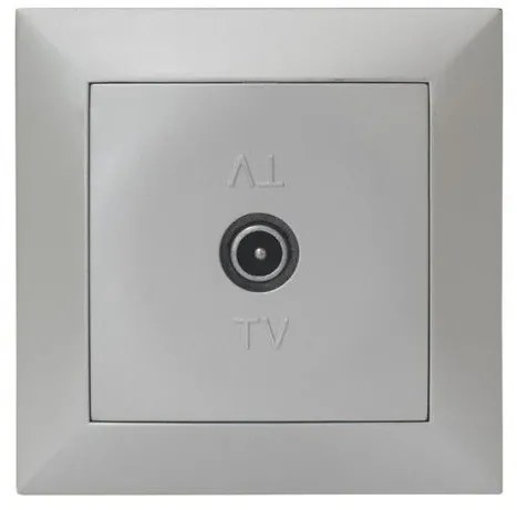 Πρίζα Τηλεόρασης Ενδιάμεση TV Πλήρης Lumen 15-0156 Ασημί