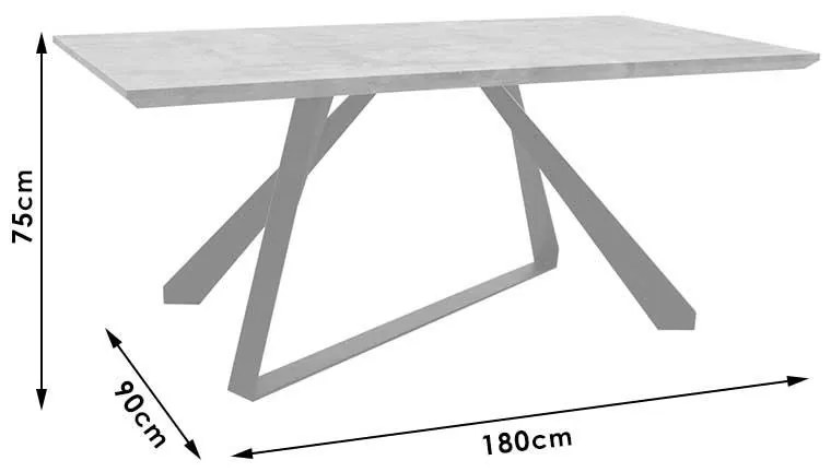 Τραπέζι Soho επιφάνεια MDF χρώμα sonoma-πόδι μεταλλικό μαύρο 180x90x75εκ 180x90x75 εκ.