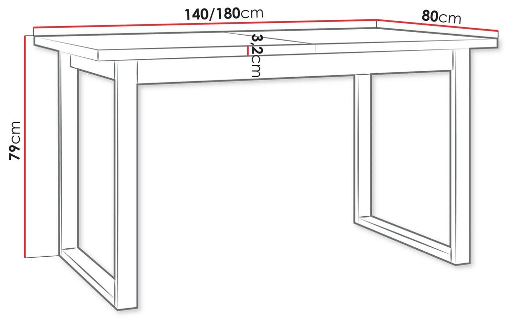 Τραπέζι Victorville 353, Sonoma οξιά, Μαύρο, 79x80x140cm, 39 kg, Επιμήκυνση, Πλαστικοποιημένη μοριοσανίδα, Μέταλλο | Epipla1.gr