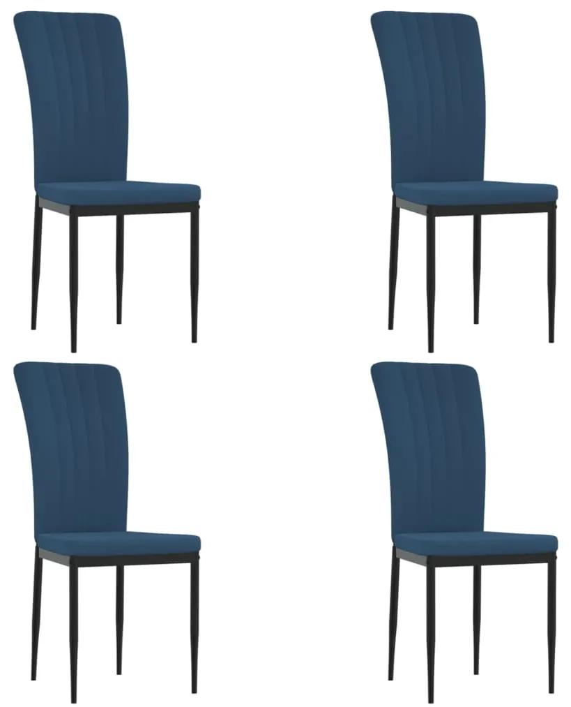 vidaXL Καρέκλες Τραπεζαρίας 4 τεμ. Μπλε Βελούδινες