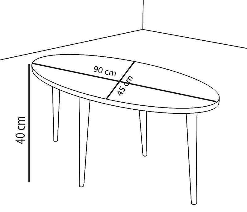 Τραπέζι σαλονιού Barton pakoworld λευκό-καφέ 90x45x40εκ - Μελαμίνη - 120-000136