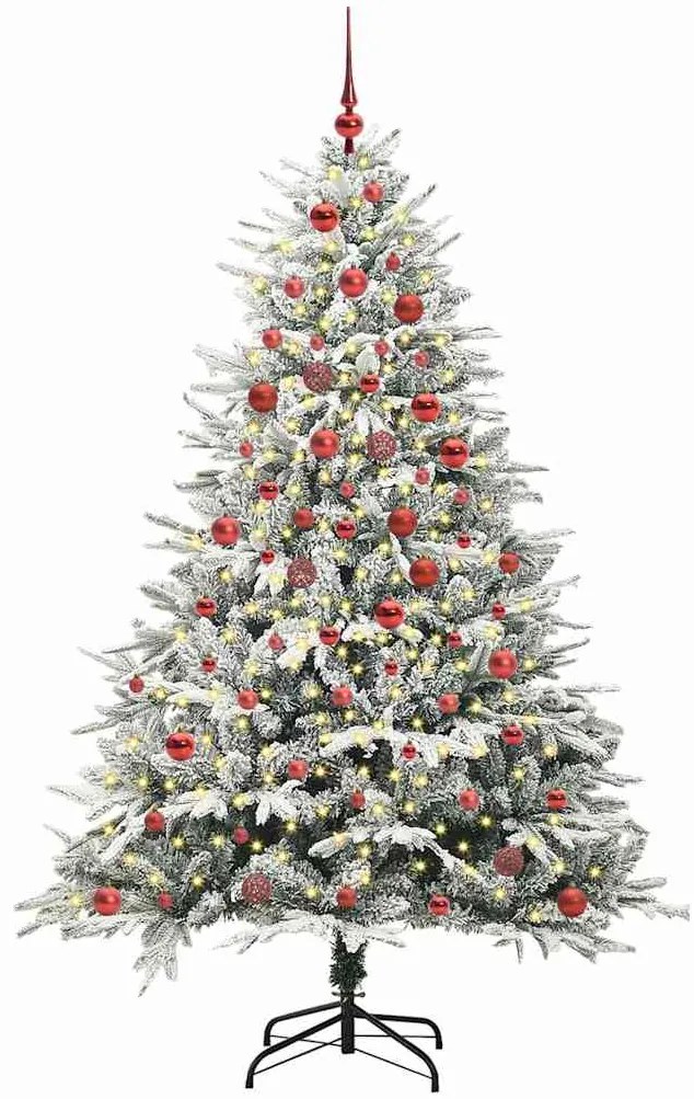 vidaXL Τεχνητό Χριστουγεννιάτικο Δέντρο με Φώτα και Σετ Μπάλες 180 cm