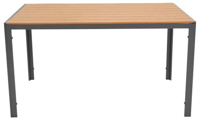 Tραπεζαρία Nares-Moly σετ 5τεμ ανθρακί αλουμίνιο και φυσικό plywood 140x80x72.5εκ 140x80x72.5 εκ.