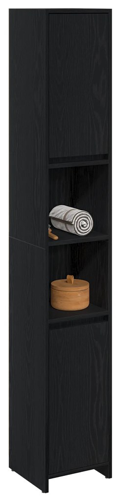 vidaXL Ντουλάπι Μπάνιου Μαύρη Δρυς 30x30x183,5 εκ Επεξεργασμένο ξύλο