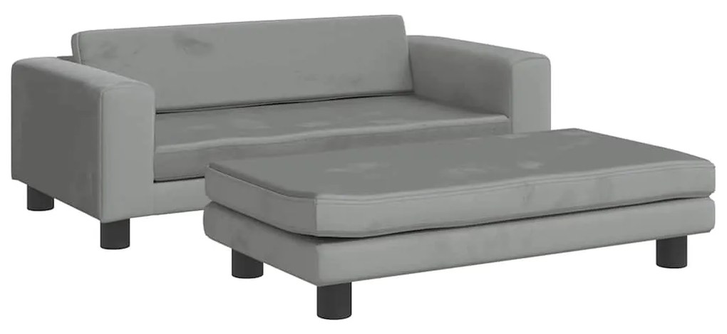 vidaXL Καναπές Παιδικός με Υποπόδιο Αν. Γκρι 100x50x30 εκ. Βελούδινος