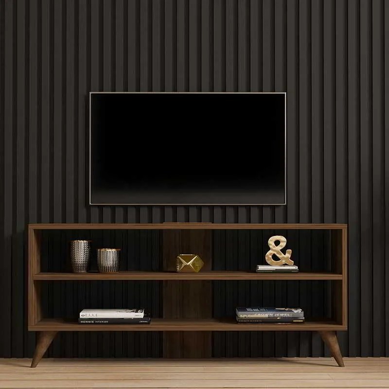 Έπιπλο τηλεόρασης Prestige pakoworld σε καρυδί απόχρωση 120x29,6x50εκ