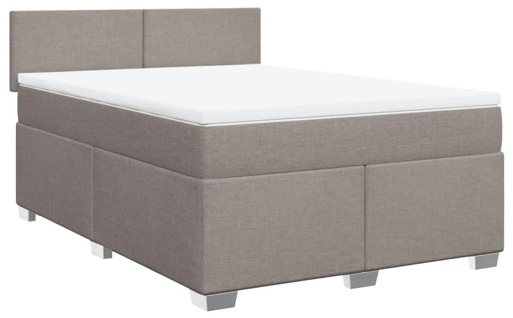 Κρεβάτι Boxspring με Στρώμα Taupe 140x200 εκ. Υφασμάτινο - Μπεζ-Γκρι