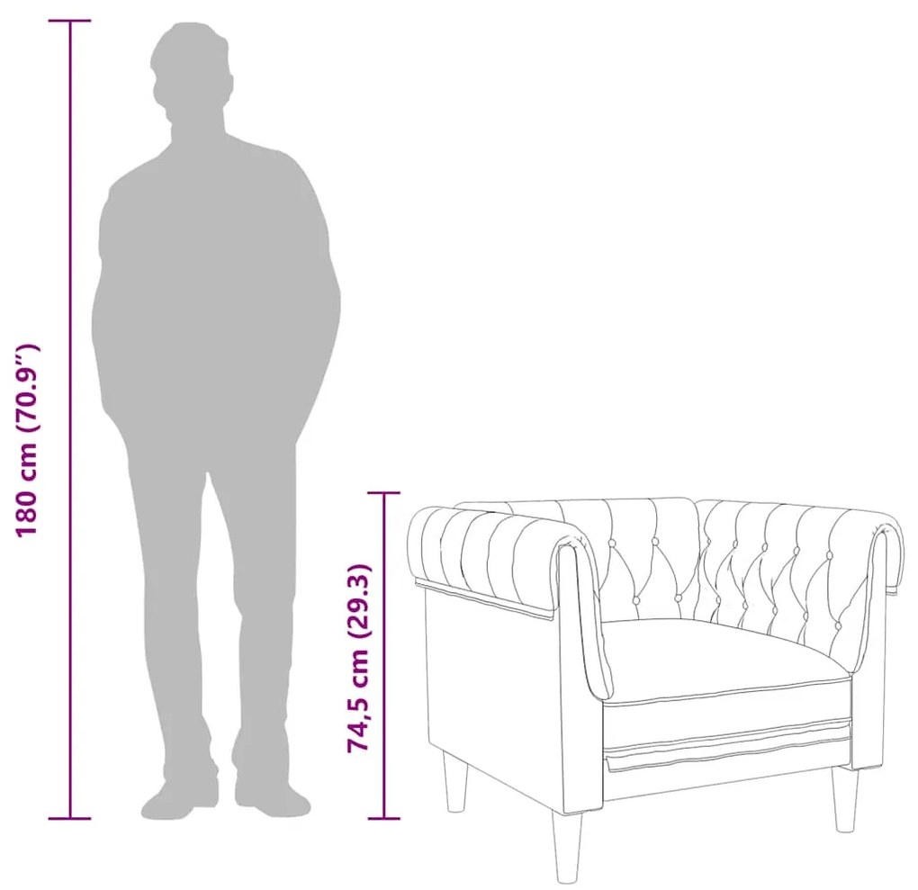 Πολυθρόνα Chesterfield Καφέ Υφασμάτινη 372546