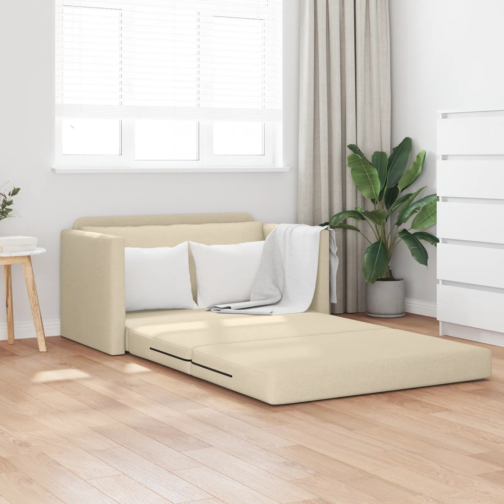 vidaXL Καναπές Κρεβάτι 2 σε 1 Κρεμ 124x71x78 cm Ύφασμα