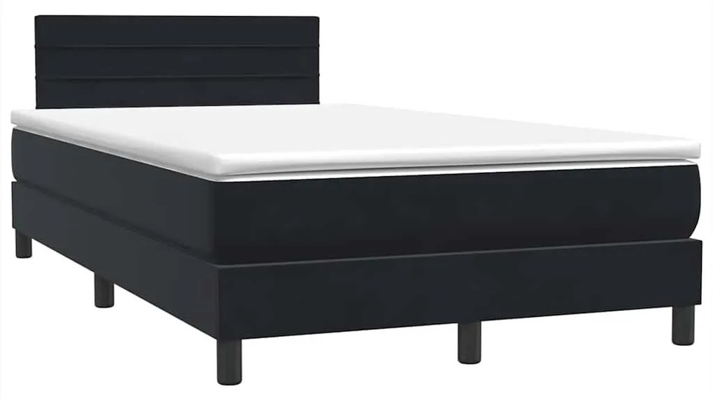 Box Spring Κρεβάτι με στρώμα Μαύρο 120x220 cm Βελούδινο - Μαύρο