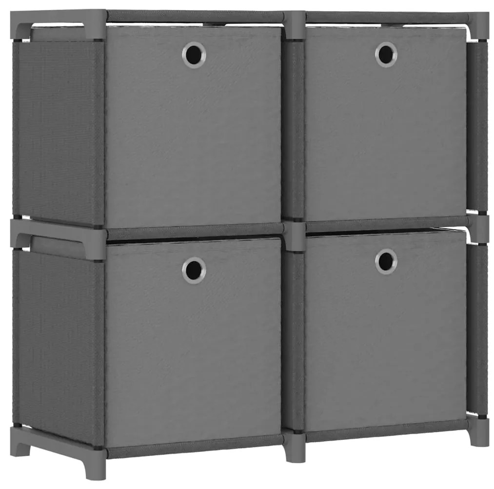 vidaXL Ραφιέρα με 4 Κύβους & Κουτιά Γκρι 69x30x72,5 εκ. Υφασμάτινη
