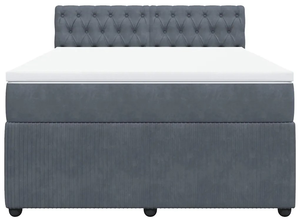 vidaXL Κρεβάτι Boxspring με Στρώμα Σκούρο Γκρι 140x190 εκ. Βελούδινο