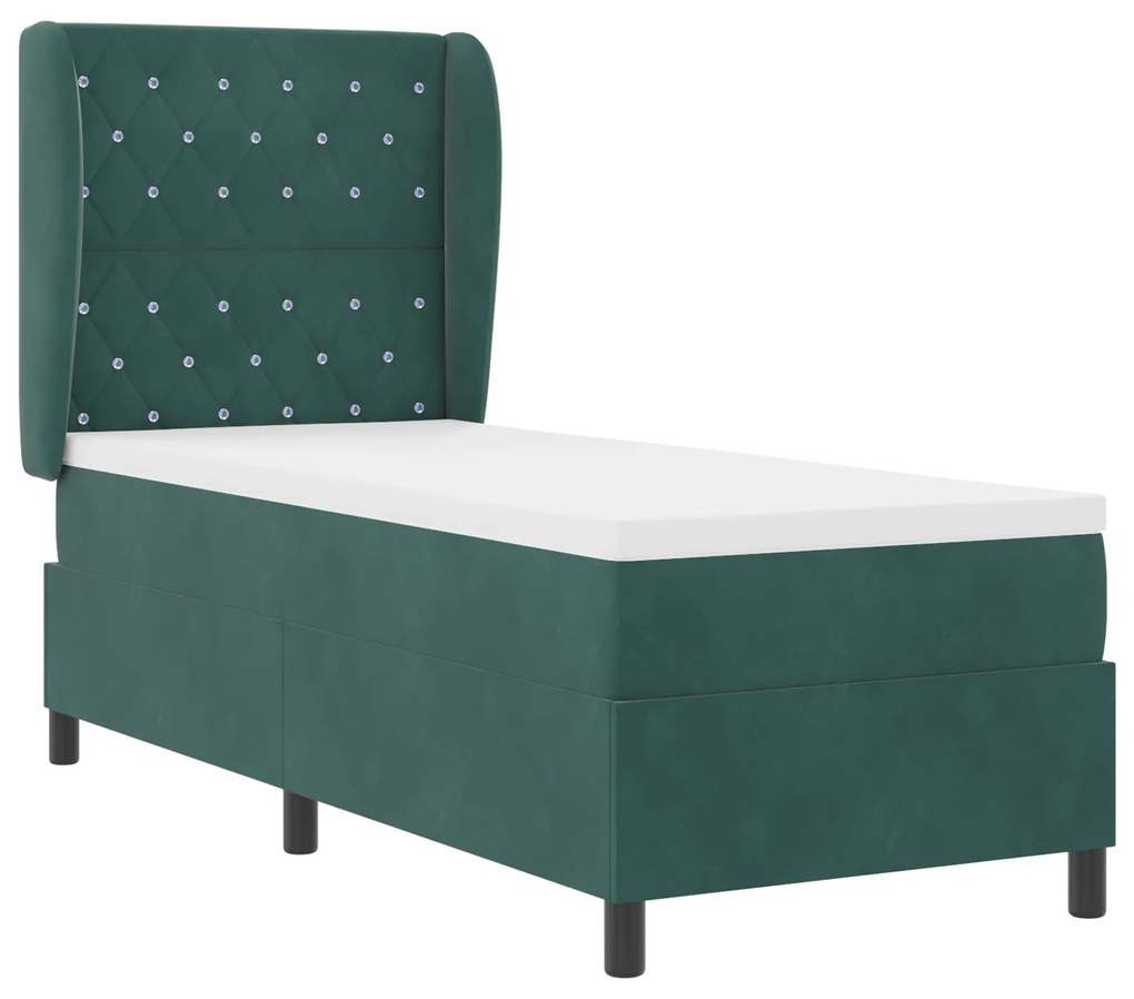 vidaXL κρεβάτι Box Spring με στρώμα σε σκούρο πράσινο 80x200 εκ. βελούδο
